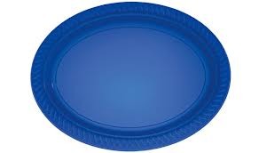 Plato ovalado azul grande 300x230 mm 3 ud