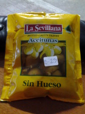 Bolsa de aceitunas 180 g. La Sevillana.  Sin Hueso.